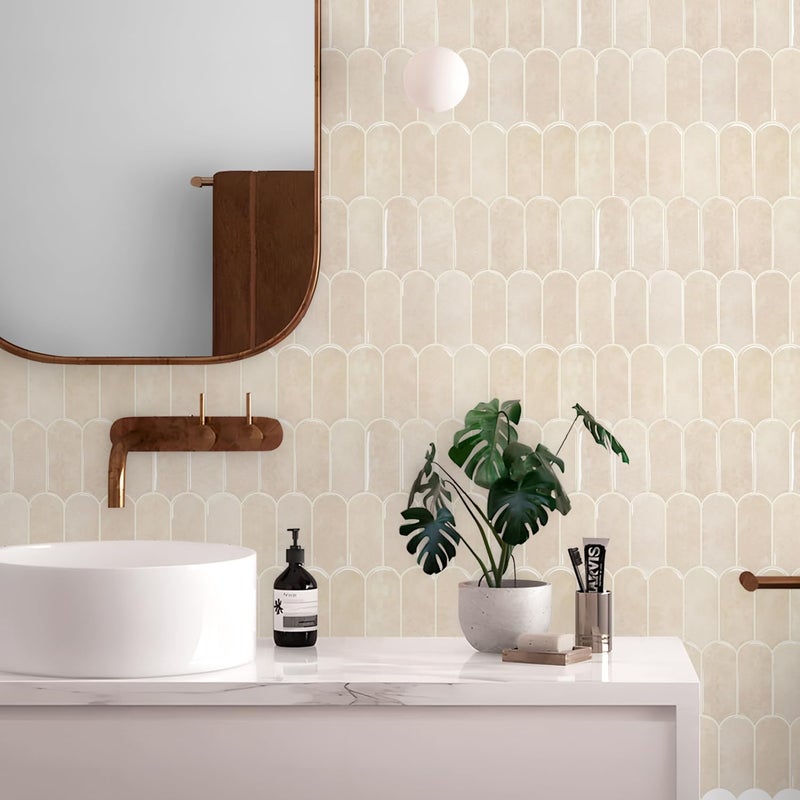 Vamos Tile Upgraded Thicker Design Peel and Stick Backsplash Tile, 10-Sheet Pinkish Beige Marble with Beige Grout Self Adhesive Vinyl Wall Tiles, Stick on Backsplash for Kitchen, Bathroom,RV,Pantry - Image 5